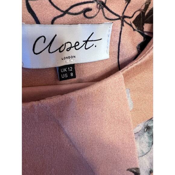 Closet London Dress Classy Size 8 Peach Color Flowers Tie Accent - Picture 4 of 6